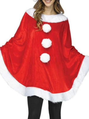 Women Christmas Santa Cape Poncho Red Coat