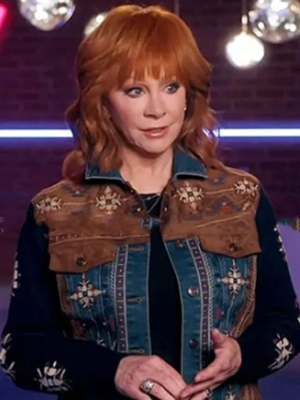 2024 The Voice Embroidered Reba Suede Denim Jacket