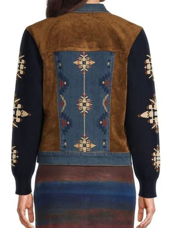 2024 The Voice Embroidered Reba Suede Denim Jacket