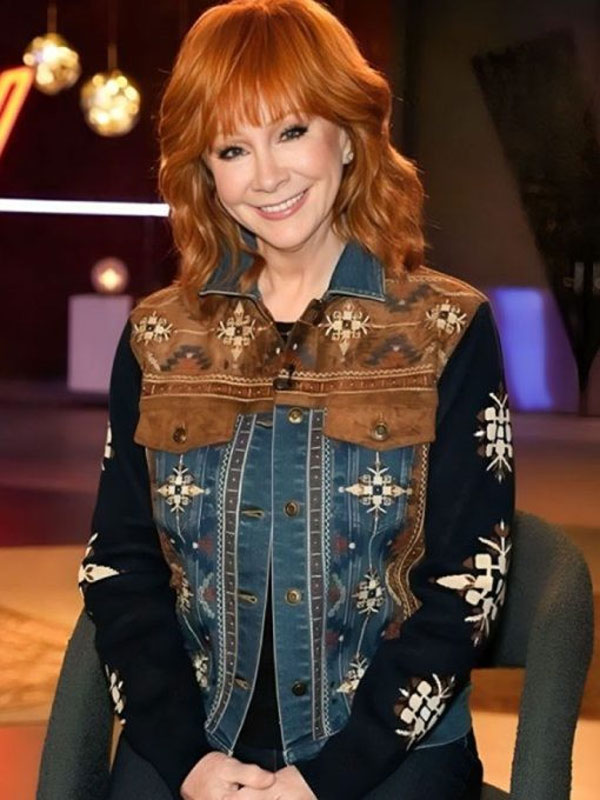 2024 The Voice Embroidered Reba Suede Denim Jacket