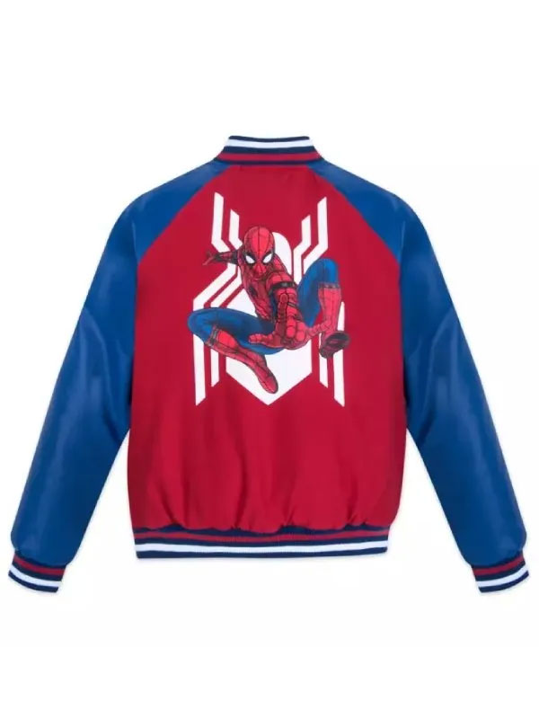 90s Spider Man Wool And Leather Varsity Jacket