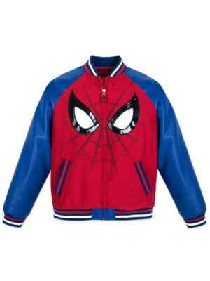 90s Spider Man Wool And Leather Varsity Jacket