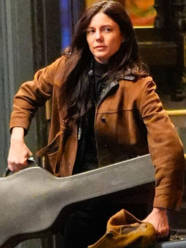 A Complete Unknown Monica Barbaro Brown Suede Jacket