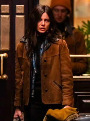 A Complete Unknown Monica Barbaro Brown Suede Jacket