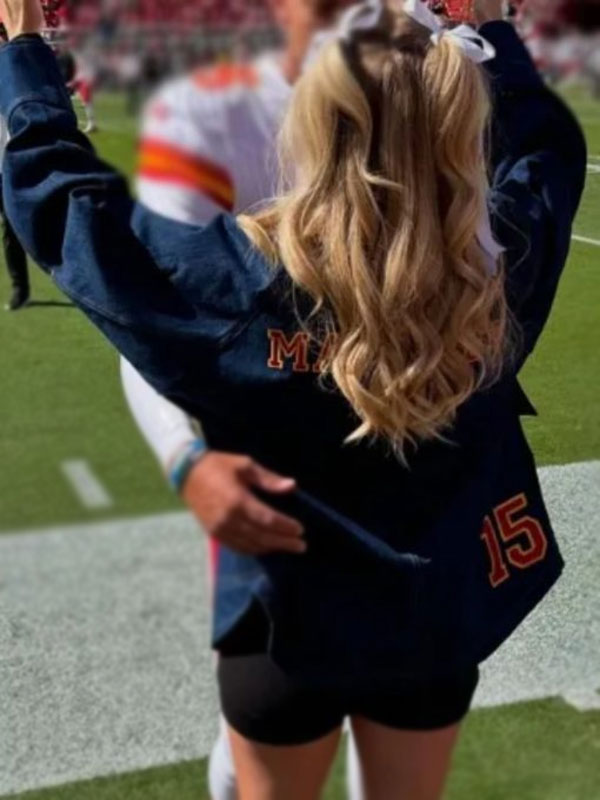 Brittany Mahomes Chiefs Custom Blue Denim Jacket