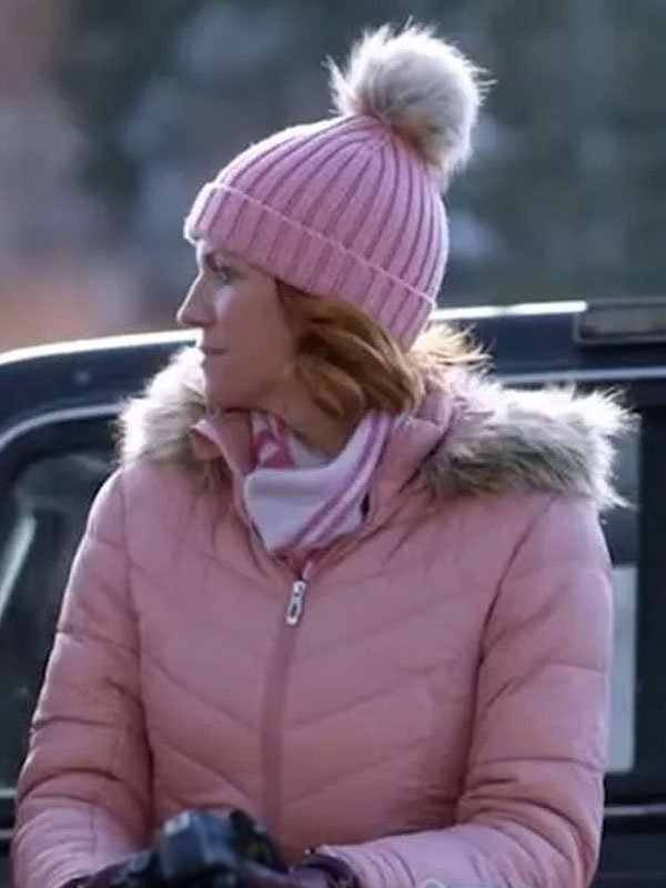 Brittany Snow Christmas with the Campbells Pink Puffer Jacket