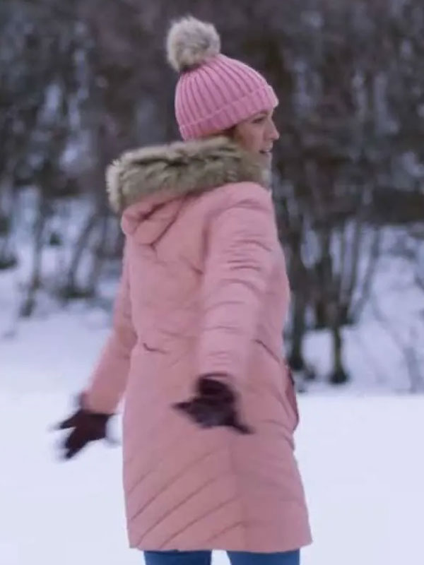 Brittany Snow Christmas with the Campbells Pink Puffer Jacket