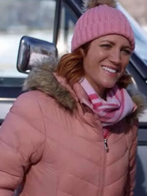 Brittany Snow Christmas with the Campbells Pink Puffer Jacket