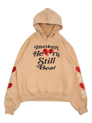 Broken Hearts Still Beat Beige Pullover Hoodie