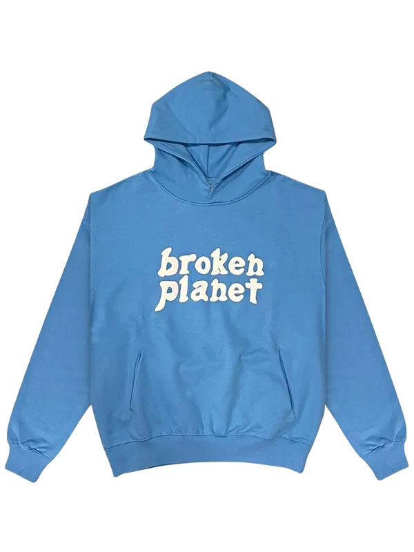 Broken Planet Blue Fleece Pullover Hoodie