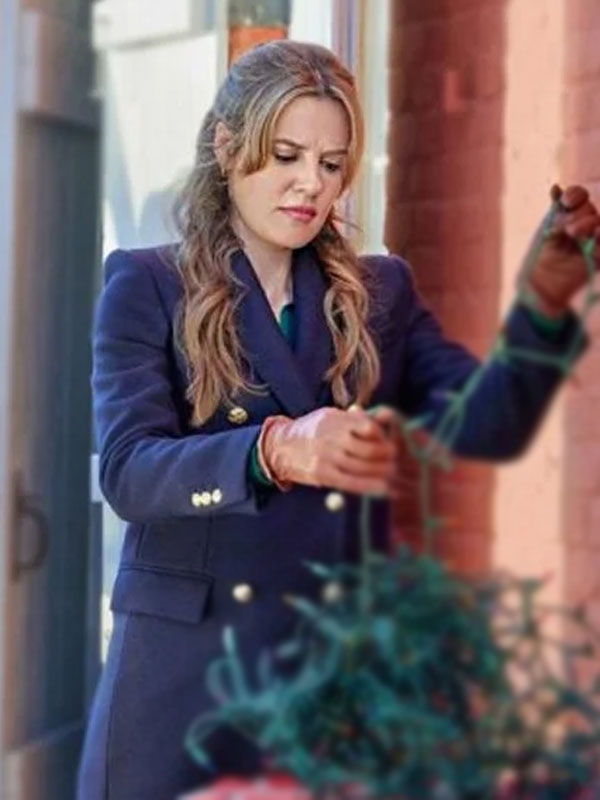 Chelsea Hobbs Navigating Christmas Blue Wool Coat