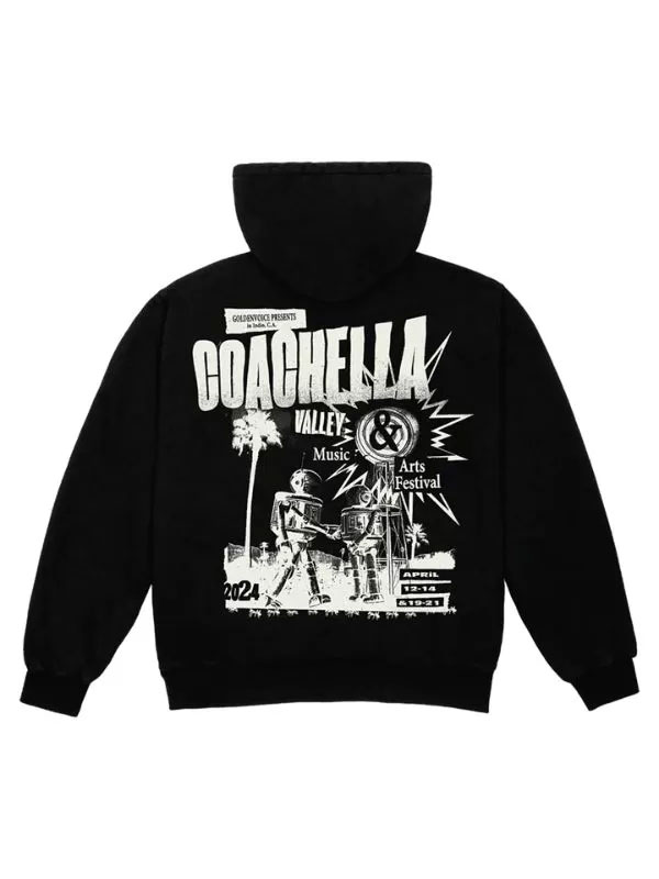 Coachella Flyer Black Fleece Zip-Up Hoodie