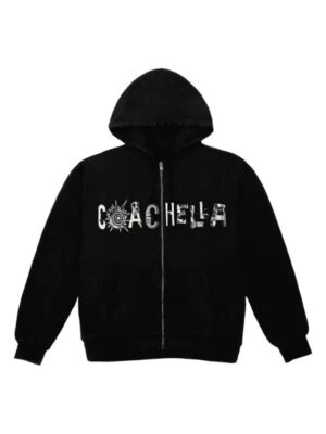 Coachella Flyer Black Fleece Zip-Up Hoodie