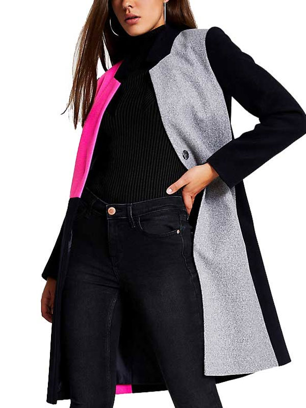 Emily Cooper Emily In Paris Color Block Wool Long Coat