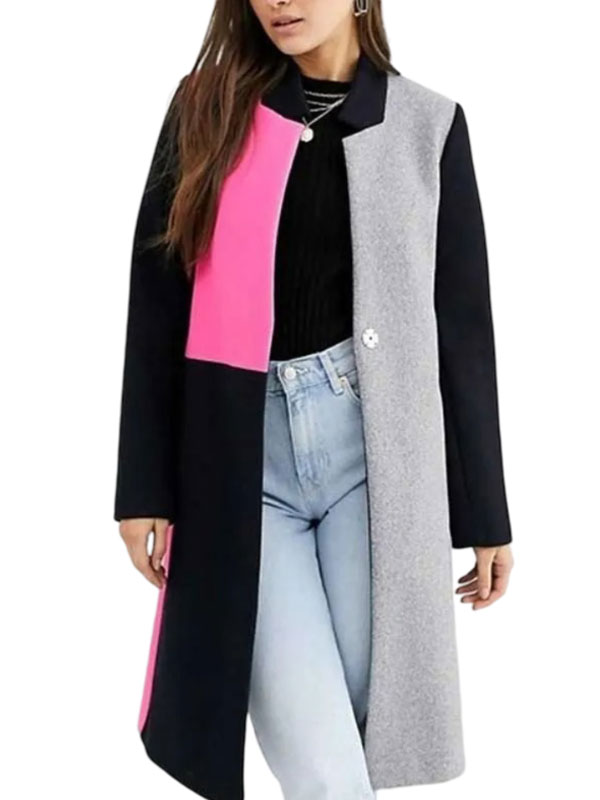 Emily Cooper Emily In Paris Color Block Wool Long Coat
