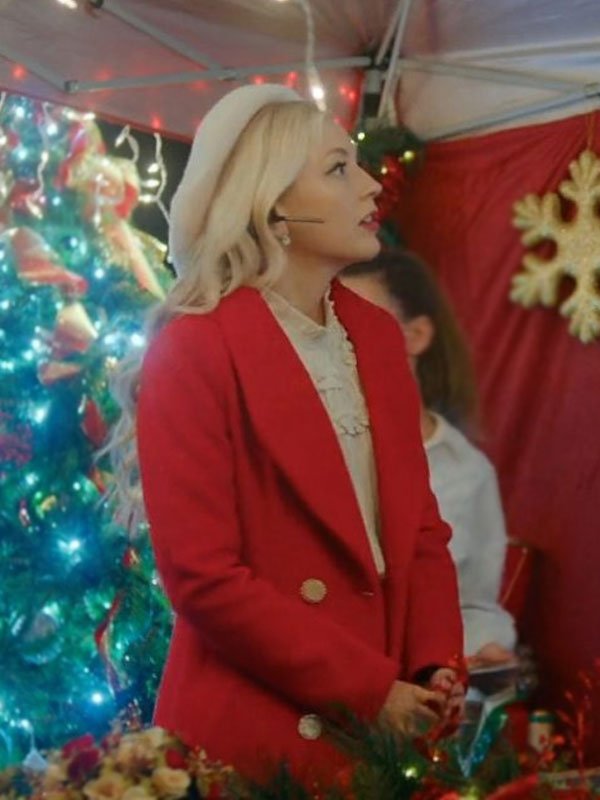 Emily Kinney Santa Bootcamp Red Wool Trench Coat