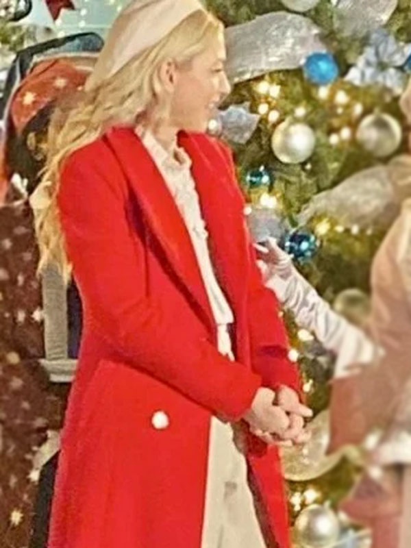 Emily Kinney Santa Bootcamp Red Wool Trench Coat