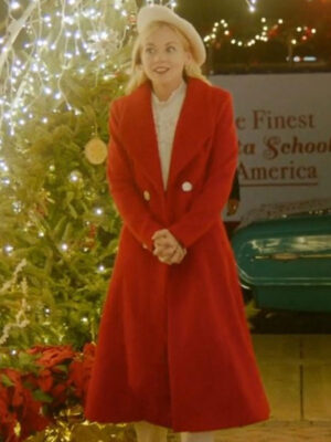 Emily Kinney Santa Bootcamp Red Wool Trench Coat