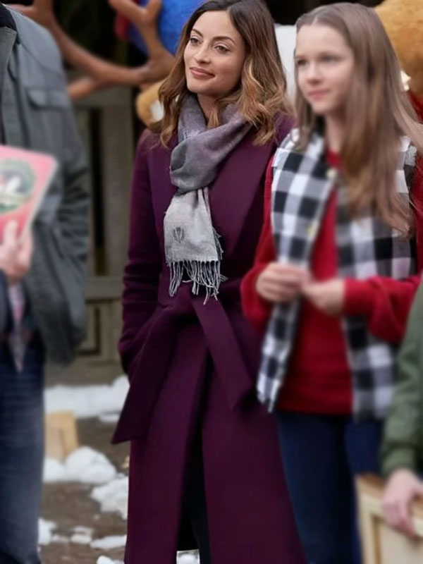 Erica Cerra Mystery on Mistletoe Lane Purple Trench Coat