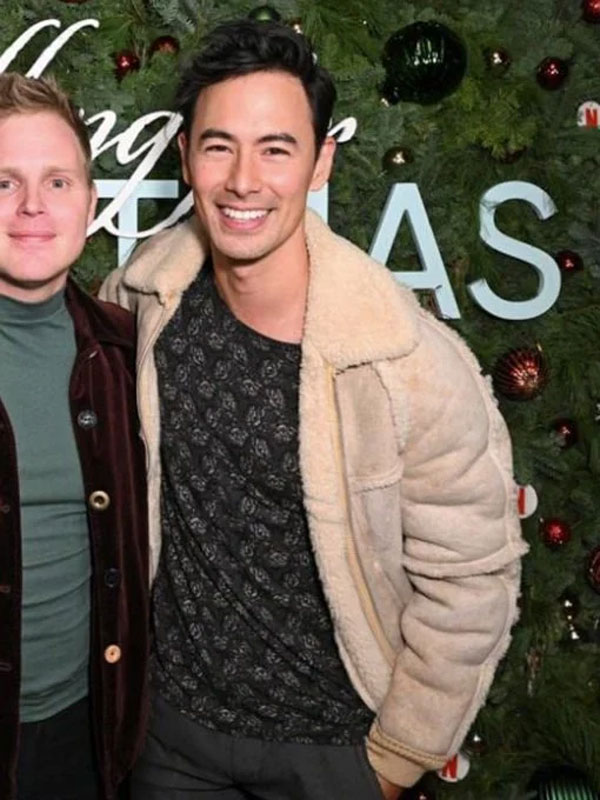George Young Falling for Christmas Beige Suede Jacket