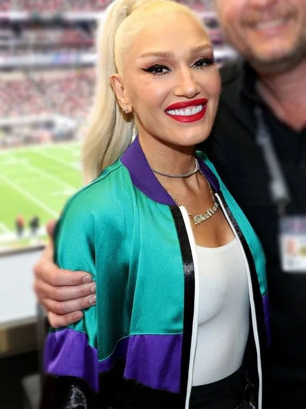 Gwen Stefani DSQUARED2 Color Block Bomber Jacket