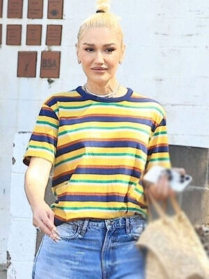 Gwen Stefani Football Game Multicolor Striped T-Shirt