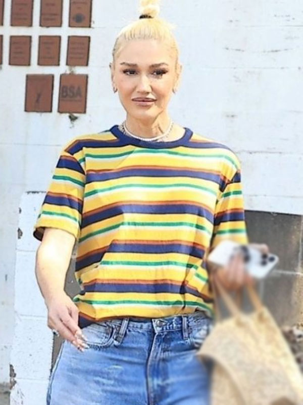 Gwen Stefani Football Game Multicolor Striped T-Shirt