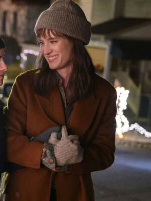 Happiest Season Mackenzie Davis Brown Wool Coat
