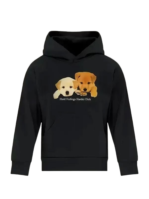 Hard Feelings Harder Dick Black Fleece Pullover Hoodie