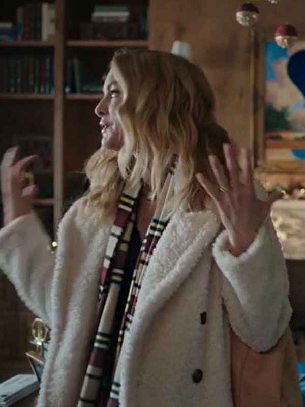 Heather Graham Best Christmas Ever 2023 White Wool Coat