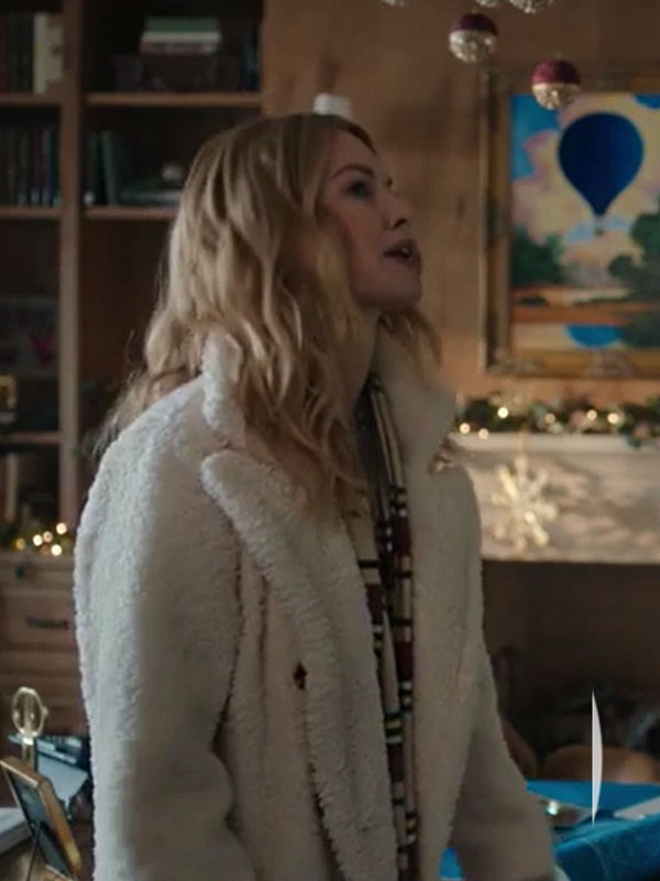 Heather Graham Best Christmas Ever 2023 White Wool Coat