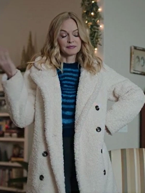 Heather Graham Best Christmas Ever 2023 White Wool Coat