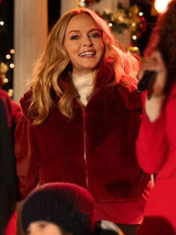 Heather Graham Best Christmas Ever Maroon Sherpa Jacket