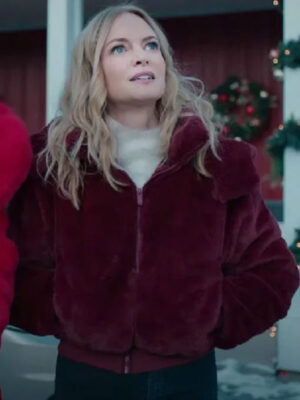 Heather Graham Best Christmas Ever Maroon Sherpa Jacket