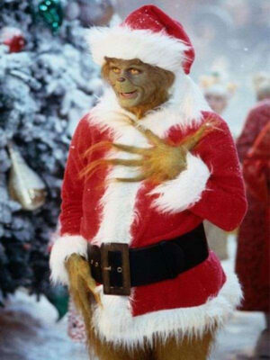 How the Grinch Stole Christmas Jim Carrey Red Fleece Coat