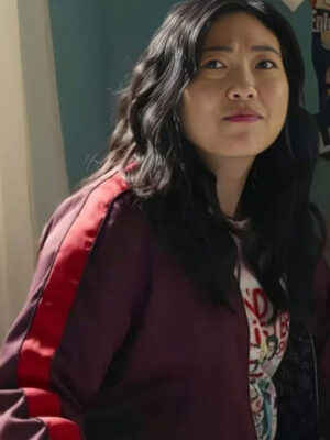 Jackpot Awkwafina Maroon Bomber Jacket