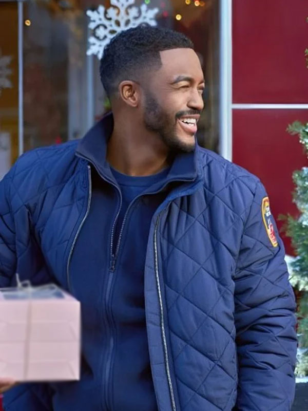 Jaime M Callica Christmas With A Kiss Blue Quilted Jacket