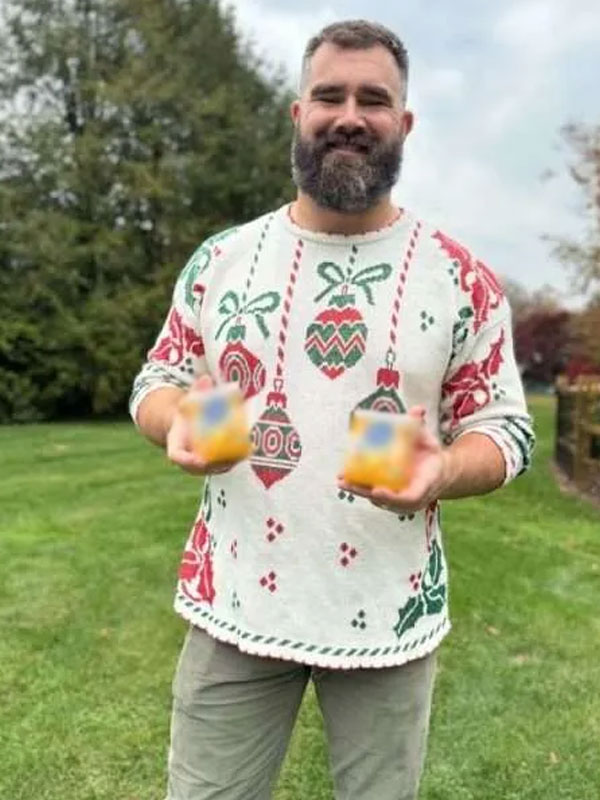 Jason Kelce Christmas White Knitted Sweater