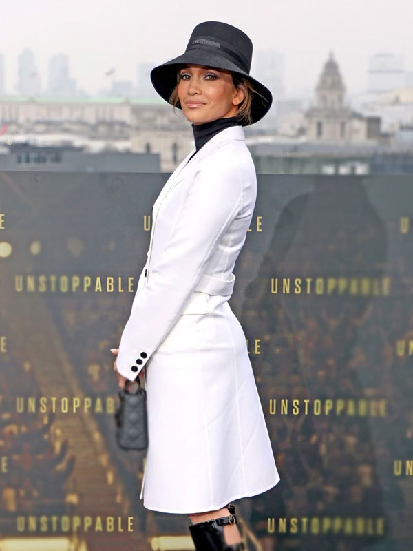 Jennifer Lopez Unstoppable Premiere White Trench Coat
