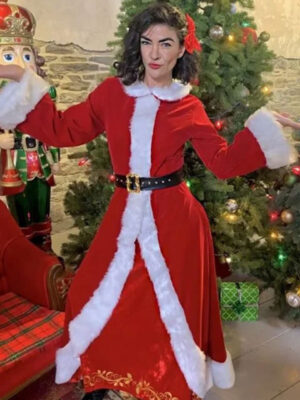 Jessica Szohr Stella Designing Christmas Santa Claus Coat