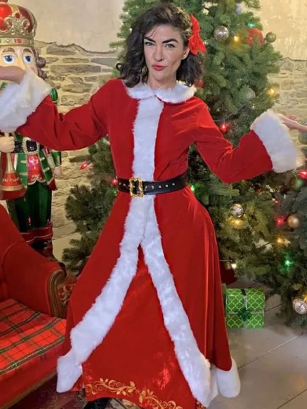 Jessica Szohr Stella Designing Christmas Santa Claus Coat