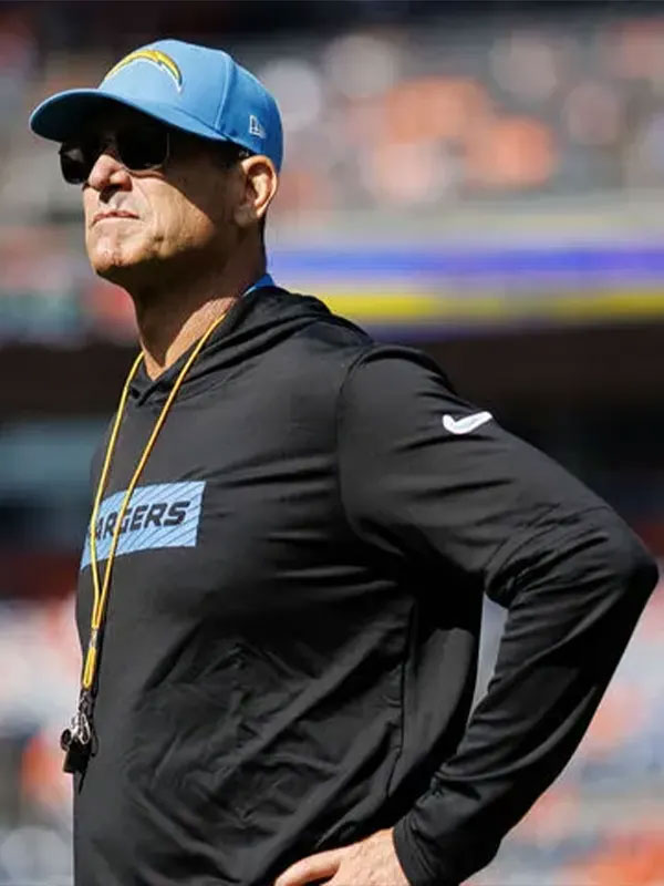 Jim Harbaugh Los Angeles Chargers Black Pullover Hoodie