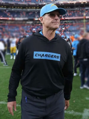 Jim Harbaugh Los Angeles Chargers Black Pullover Hoodie