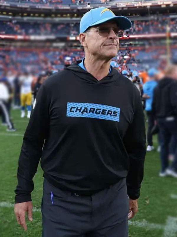 Jim Harbaugh Los Angeles Chargers Black Pullover Hoodie