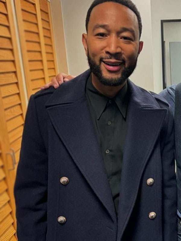 John Legend 2024 Harris Walz Rally Blue Trench Coat