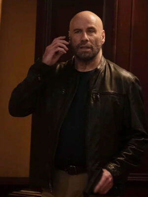 John Travolta 2024 Cash Out Black Leather Jacket