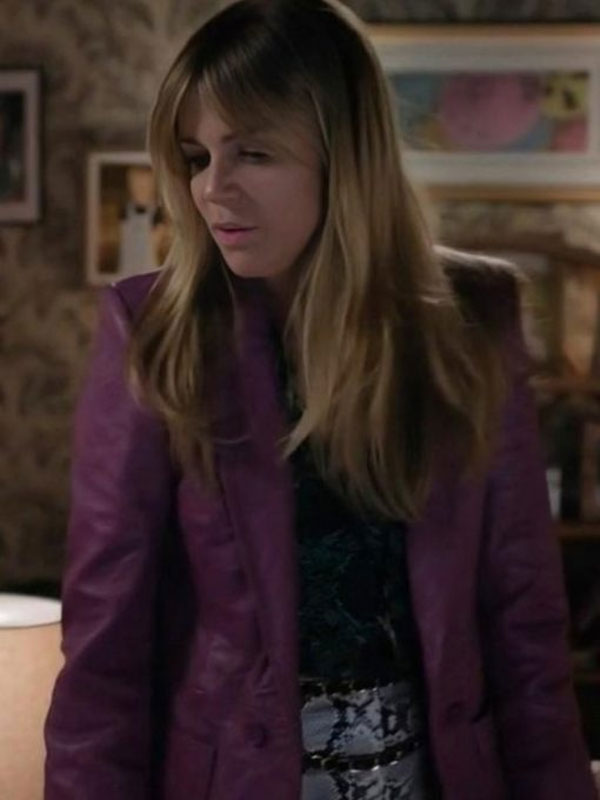 Kaitlin Olson 2024 High Potential Purple Leather Blazer