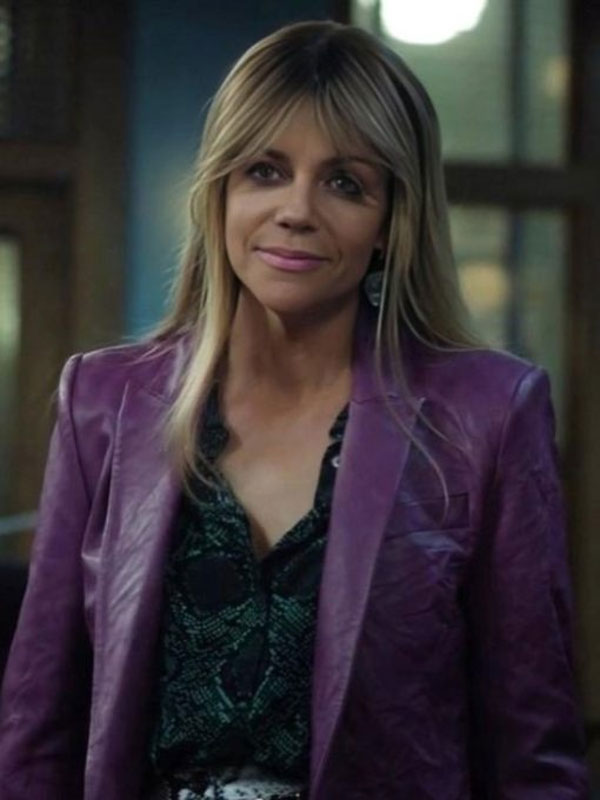 Kaitlin Olson 2024 High Potential Purple Leather Blazer
