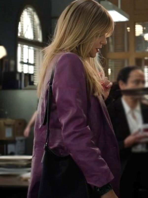 Kaitlin Olson 2024 High Potential Purple Leather Blazer