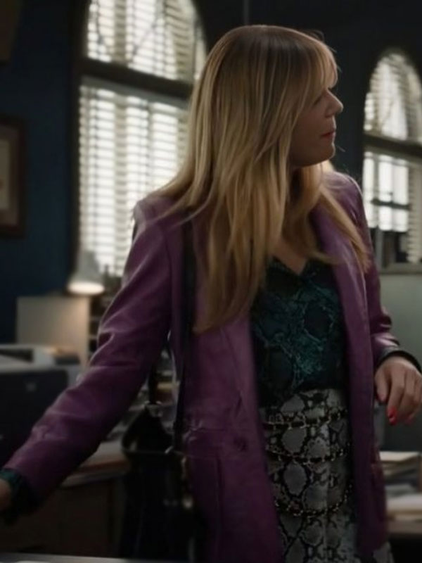 Kaitlin Olson 2024 High Potential Purple Leather Blazer